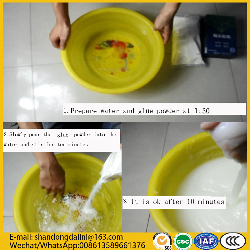 Dissolving quickly in cold water within 2-3 mintus wallpaper adhesive glue powder